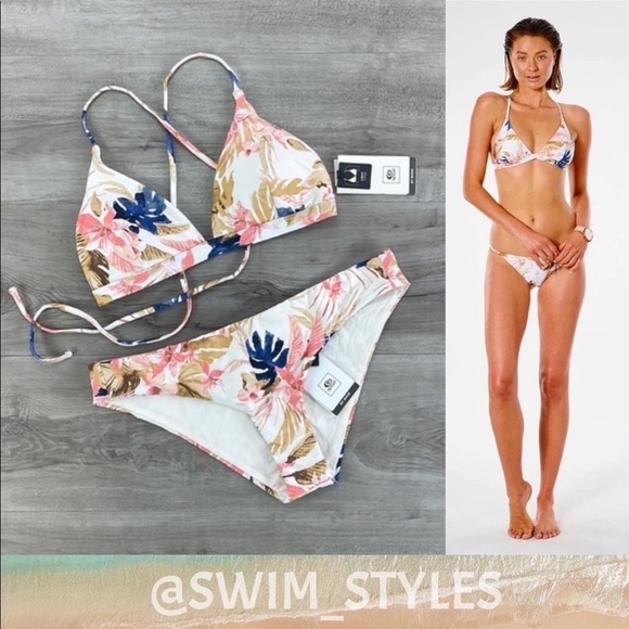 ☀️RIP CURL☀️ SUNSET DRIFT X BACK TRI SUNSET WAVES GOOD HIPSTER BIKINI SET - Picture 1 of 15